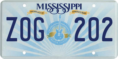 MS license plate ZOG202