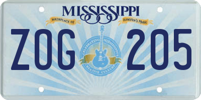 MS license plate ZOG205