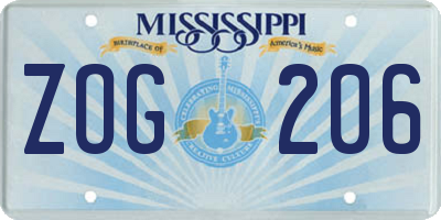 MS license plate ZOG206