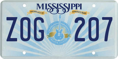 MS license plate ZOG207