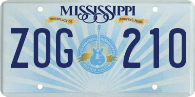 MS license plate ZOG210