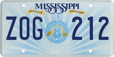 MS license plate ZOG212