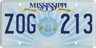 MS license plate ZOG213