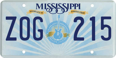 MS license plate ZOG215