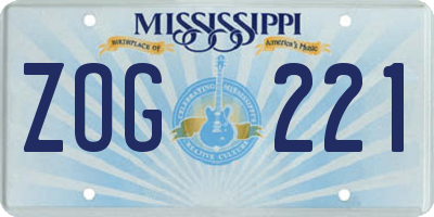 MS license plate ZOG221