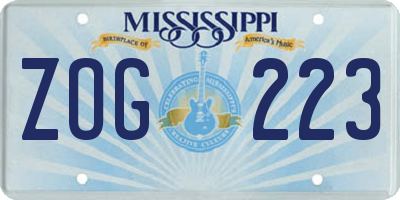 MS license plate ZOG223