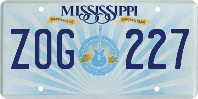 MS license plate ZOG227