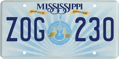MS license plate ZOG230
