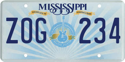 MS license plate ZOG234