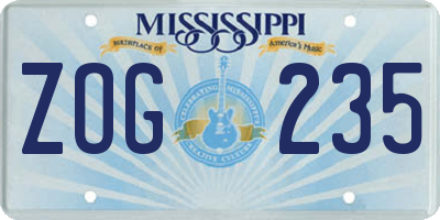 MS license plate ZOG235