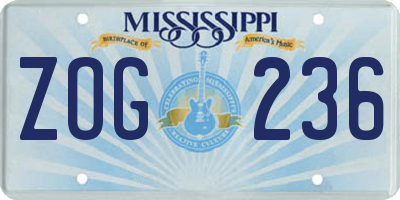 MS license plate ZOG236