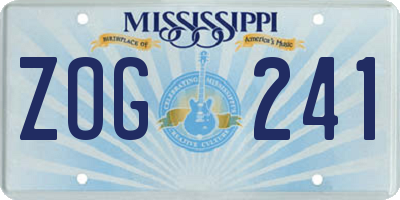MS license plate ZOG241