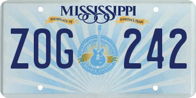 MS license plate ZOG242