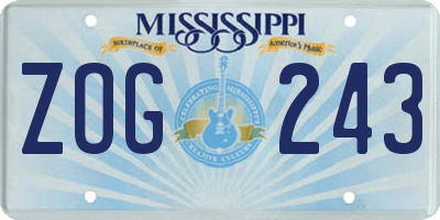 MS license plate ZOG243