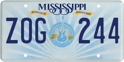 MS license plate ZOG244