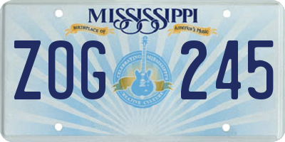 MS license plate ZOG245