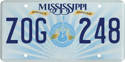 MS license plate ZOG248