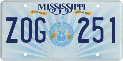 MS license plate ZOG251