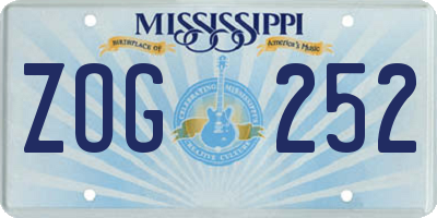 MS license plate ZOG252