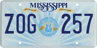 MS license plate ZOG257