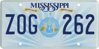 MS license plate ZOG262