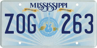 MS license plate ZOG263