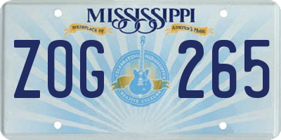 MS license plate ZOG265