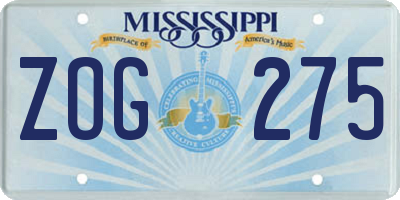 MS license plate ZOG275