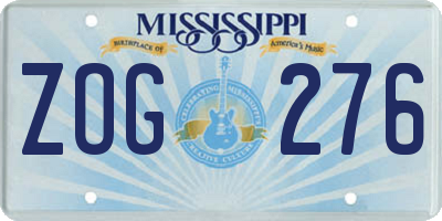 MS license plate ZOG276