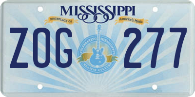 MS license plate ZOG277