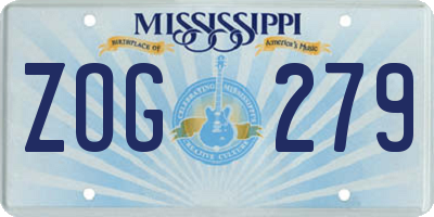MS license plate ZOG279