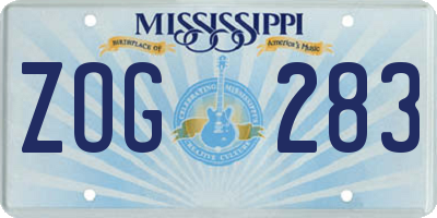 MS license plate ZOG283