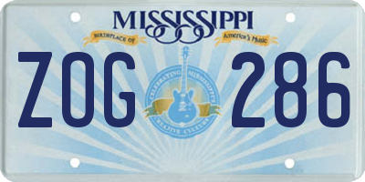 MS license plate ZOG286