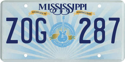 MS license plate ZOG287