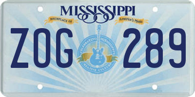 MS license plate ZOG289