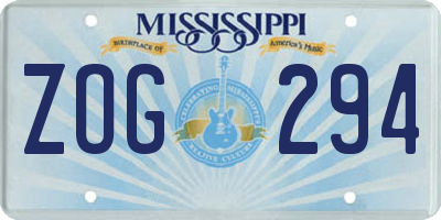 MS license plate ZOG294
