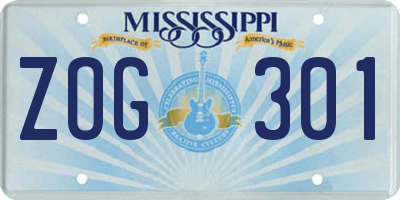 MS license plate ZOG301