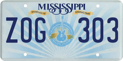 MS license plate ZOG303