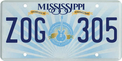 MS license plate ZOG305