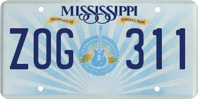 MS license plate ZOG311