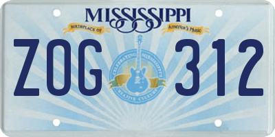 MS license plate ZOG312