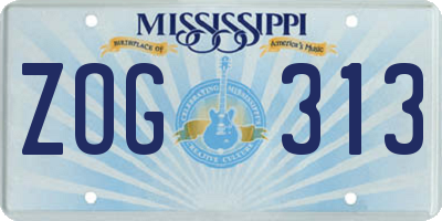 MS license plate ZOG313