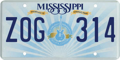 MS license plate ZOG314