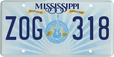 MS license plate ZOG318