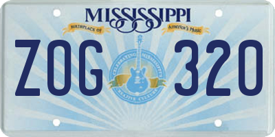 MS license plate ZOG320