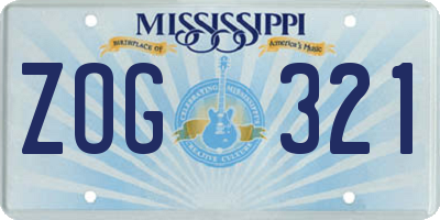 MS license plate ZOG321