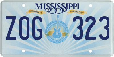 MS license plate ZOG323