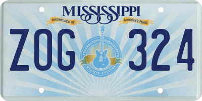 MS license plate ZOG324
