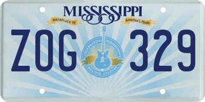 MS license plate ZOG329