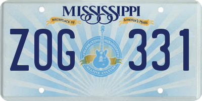 MS license plate ZOG331